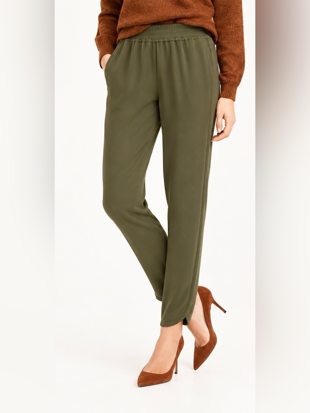 J. Crew Pull On Reese Tulip Trouser Dress Track Pants Olive Green Size 4